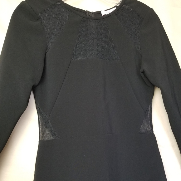 Parker Illusion Dress Black Bell Sleeve Sheath Mesh Stretch Womens Size XS - Picture 6 of 14